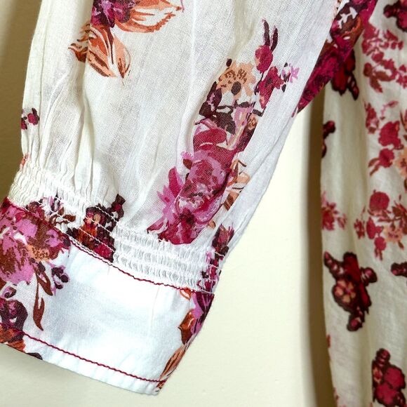 Free People Camella Pink Floral Blouson Sleeve Ruffled Mini Dress Women's S New - Picture 3 of 13